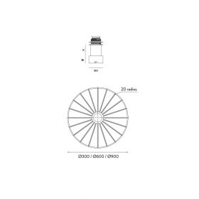 BICICLI B/W Wandleuchte aus Draht in Form eines Speichenrades