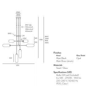 ATIL Groe moderne Designleuchte Abmessung der langen Design Hngeleuchte.