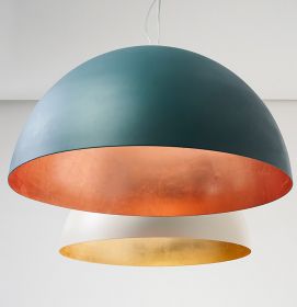 AMEDEO hemisphere pendant light with 40 cm diameter Oberflche Dunkelgrn (Jungle green), Blattkupfer, Blattgold.