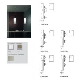 TUBES Pendelleuchte mit lnglichem Glas Abmessung der Glas-Hngelampe.