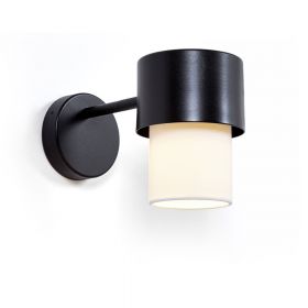 CAIN Design Wandlampe mit Textil Schwarze Wandlampe mit hellem Stoffschirm.