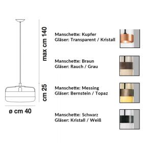 FUTURA Goe Glas-Hngeleuchte Abmessungen der Hngeleuchten.