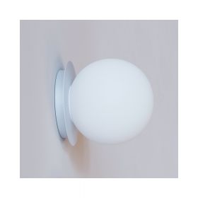 MIORI wall light with spherical glass Wandleuchte, Haltung Lackierung Wei-Alu texturiert.