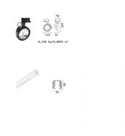 GLAM Schienen LED Spot Set-Preis Abmessungen der Strahler und Schiene