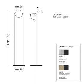 GIOTTO Moderne LED Stehlampe Italienische Design-Stehleuchte Abmessung.