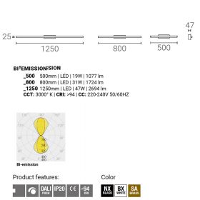 TRATTI Lange Wandleuchte aus Messing Up&Down Abmessung und Lumen der Up&Down Wandleuchte.