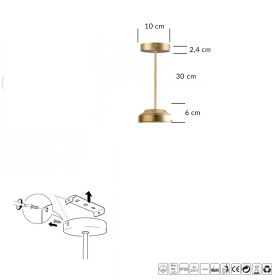 ALVA Hngeleuchte aus Messing - Glasschirm Messing-Halterung 30 cm Lnge.