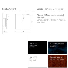 CRACK metal wall light Abmessungen der modernen Wandlampe.