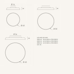 Flache Design Deckenleuchte dimmbar 40cm, Farbe Grau, Lichtfarbe Warmweiss Abemssungen der Design Deckenleuchte.