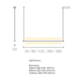 TRATTI SW Lange Hngeleuchte Up & Down Abmessung und Lumen der Up&Down Leuchte.