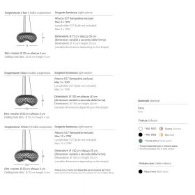 NET Italienische Design Hngeleuchte 150 cm Abmessungen der Hngeleuchte.