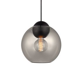 BIBOB smoked glass pendant lamp Pendellampe mit 24 cm  Rauchglas.