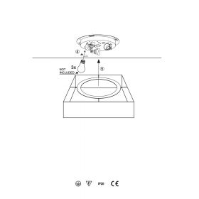 QUADO Deckenlampe aus Stoff Halterung mit 3 x E27 Sockel-Fassung.