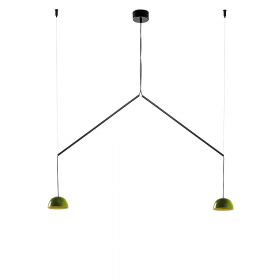 ABSIDIOLA MOBILE double pendant lamp with ceramic shade Doppel-Hngeleuchte mit grnen Keramikschirmen.