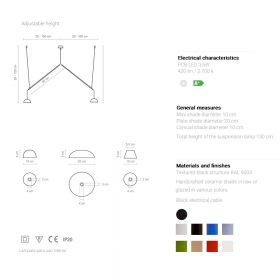 ABSIDIOLA MOBILE double pendant lamp with ceramic shade Hngeleuchte mit zwei Pendeln.