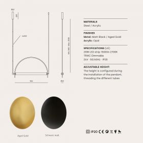 ARC Design-Hngeleuchte mit LED Leucht-Rhre Abmessung der Rhren-Leuchte.