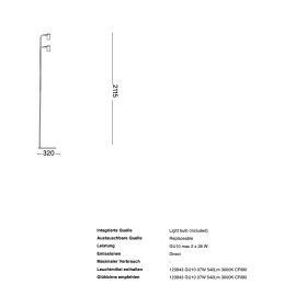 PATX Hohe Bodenstehleuchte Abmessungen der Bodenstehlampe. 211 cm